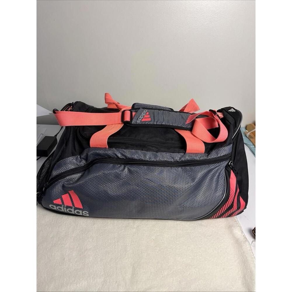 Adidas Duffle Bag Climaproof Black Gray Neon Pink 22" x 11" x 9"